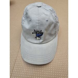 American Needle Golf Club Beige Adjustable Hat Bull Skull Patch Logo